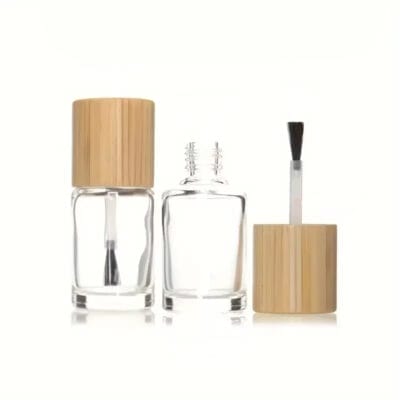 Frasco de vidrio 10 ml con pincel y tapa de bambú