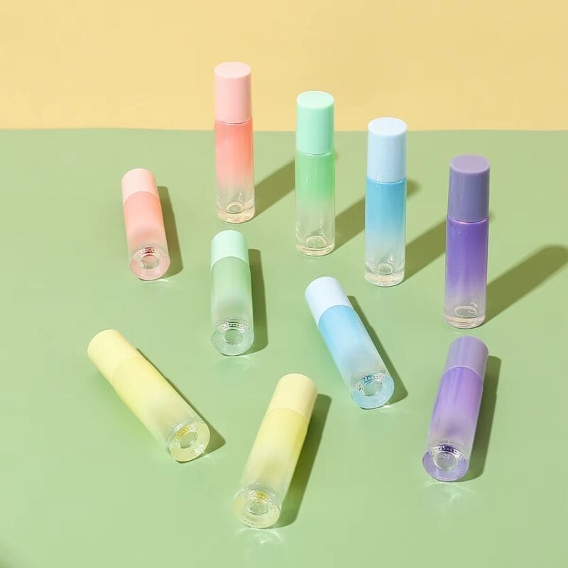 Pack 5 roll-ons de vidrio de colores con tapa de plástico - Imagen 3